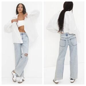 GAP Women's Low Rise Stride Wide Leg Jean Acid Wash Size 32/14 Tall